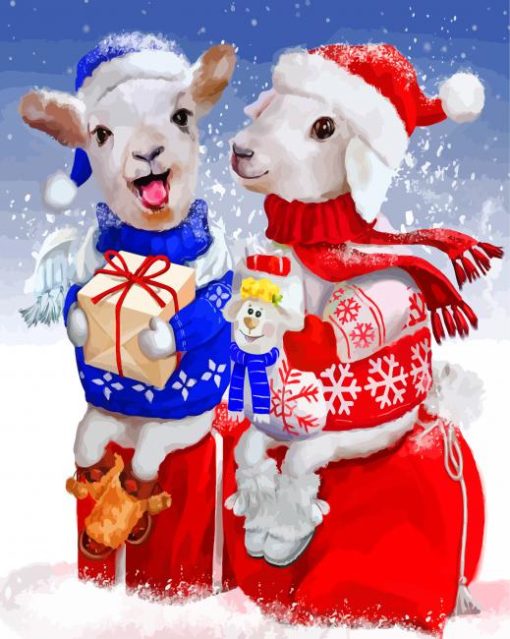 Christmas Sheep paint by numbers