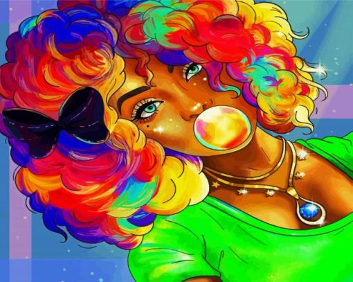 Colourful Bubblegum Girl paint by numbers