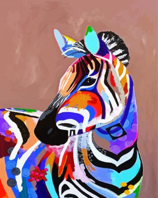 Colourful Zeebra Animal Art paint by number