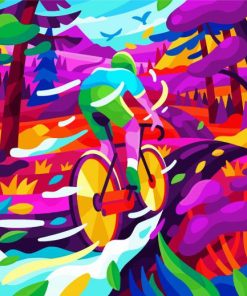 Colourful Cyclist Illustration paint by numbers