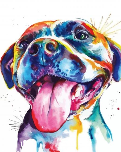 Colorful Pitbull paint by number