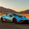 Blue Lamborghini Huracan Car paint by numbers