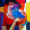 Cubist Woman And Cat paint by number