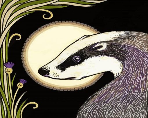 Cute European Badger paint by numbers