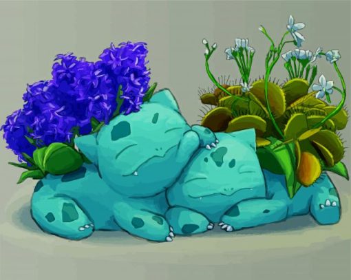 Cute Sleepy Bullbasaur paint by numbers