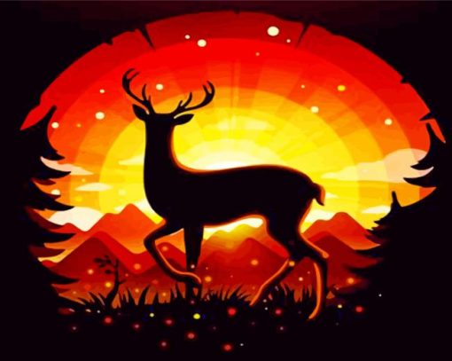 Deer Silhouette paint by numbers