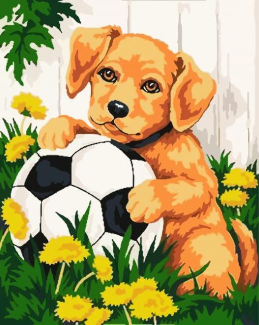 Dog And Football paint by numbers