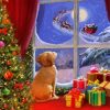 Dog Watching Santa paint by number