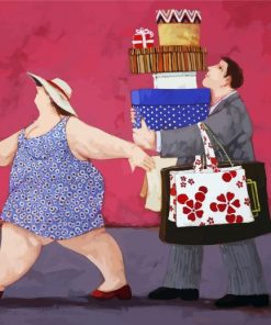 Fat Couple Shopping paint by numbers