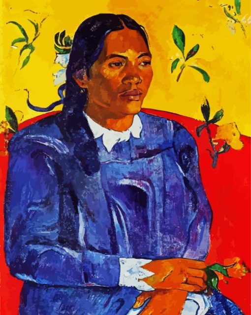 Gauguin Woman With Flower paint by number