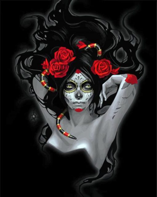 Gothic La Calavera Catrina paint by number