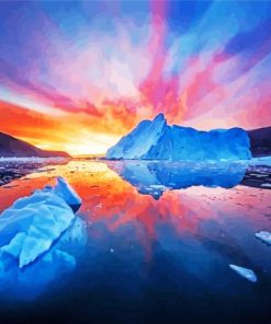 Greenland Sunset On Ice paint by number