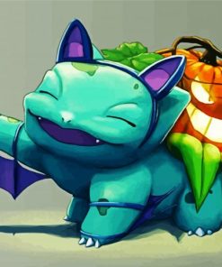 Happy Bulbassaur Halloween paint by numbers