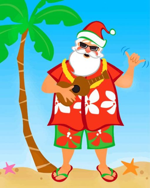 Hawaiian Santa paint by numbers