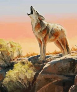 Howling Coyote paint by number