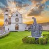 Italy Basilica Of San Francesco d'Assisi At Sunset paint by number