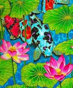 Koi Fish And Lotus Flowers paint by numbers