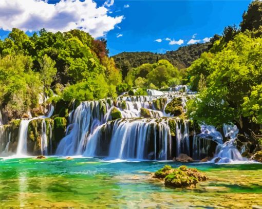 Krka National Park Croatia paint by number