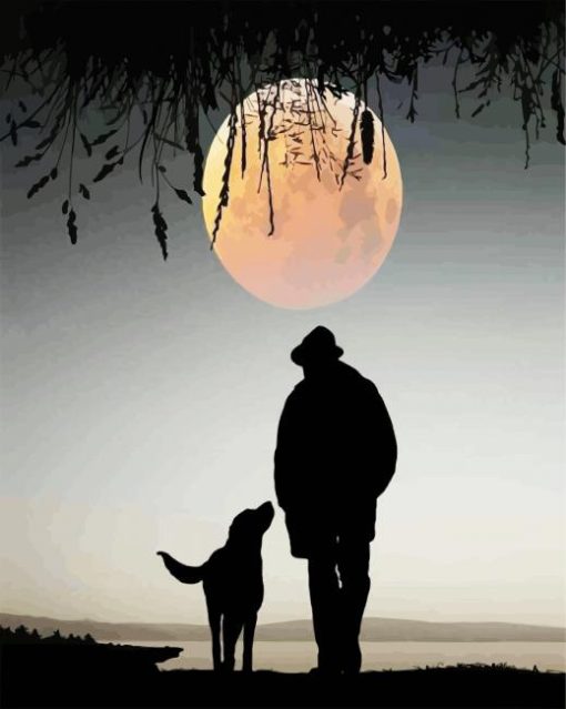 Man And Dog Silhouette paint by numbers