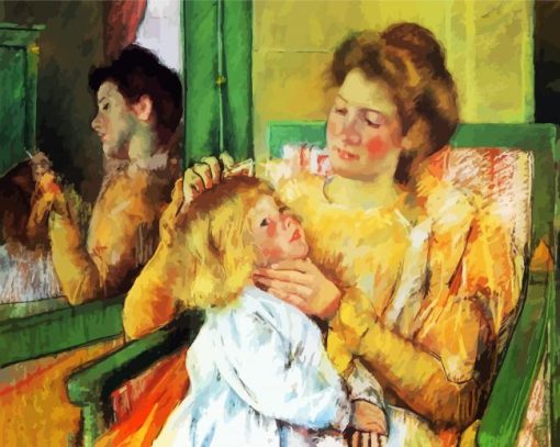 Mary Cassatt Mother Combing Her Child's Hair paint by number