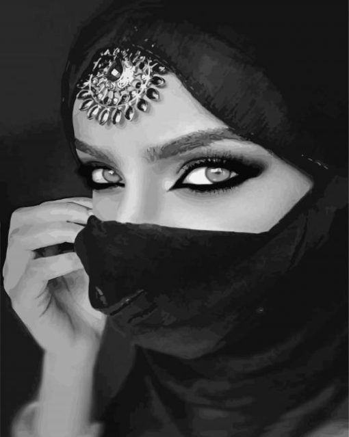 Monochrome Arab Woman paint by numbers