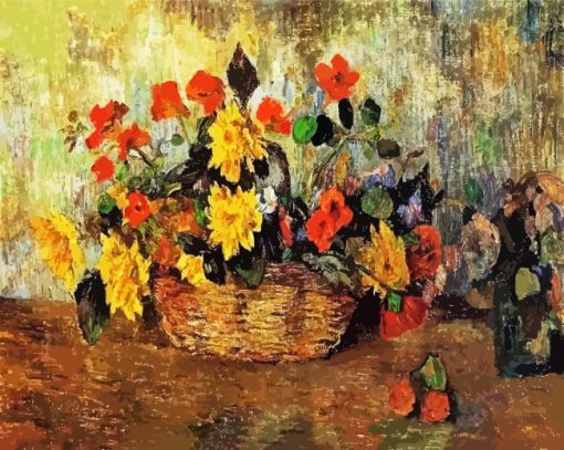 Nasturtiums Dahlias In A Basket Gauguin paint by numbers