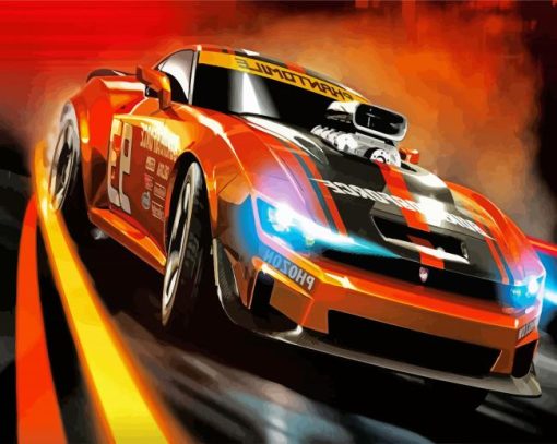 Orange Sport Car paint by numbers