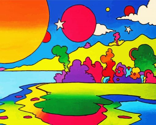 Peaceful Trippy Landscape paint by number