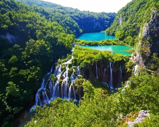 Plitvice Lakes paint by number