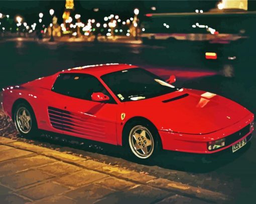 Red Ferrari Testarossa paint by number