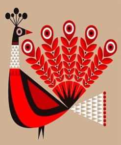 Red Peacock Illustration paint by number