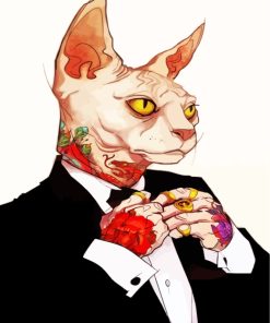 Sphynx Cat In Suit paint by numbers