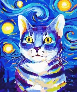 Starry Night Cat paint by number