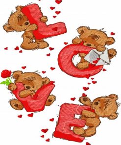 Teddy Bear Love paint by number