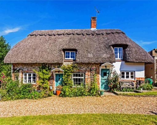 Thatched Cottage paint by number