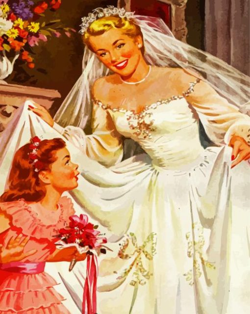 Vintage Bride On Her Wedding paint by numbers