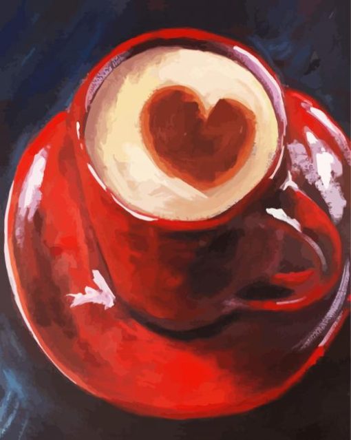 Vintage Heart Coffee paint by numbers