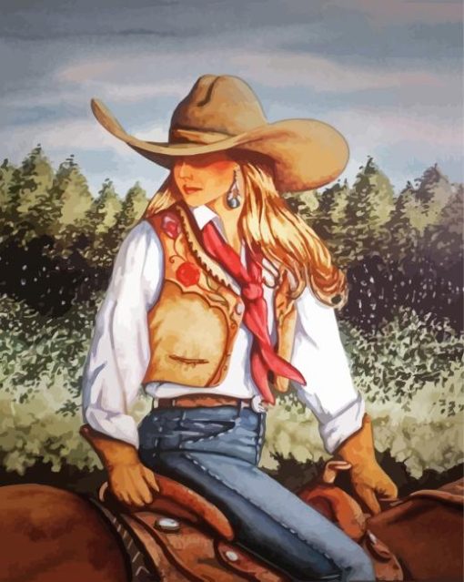 Western Cowgirl paint by number