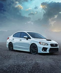 White Subaru WRX paint by number