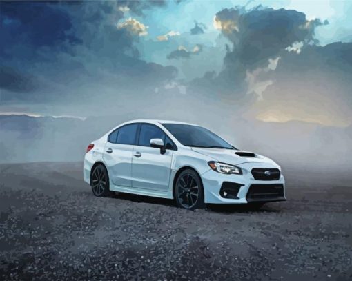 White Subaru WRX paint by number