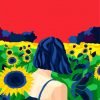 Woman In A Field Of Sunflowers paint by numbers