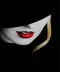 Woman With Red Lipstick paint by number