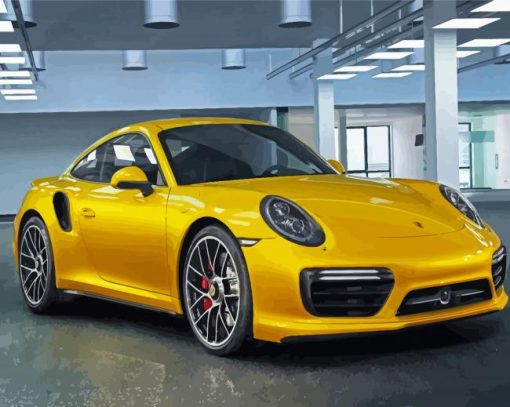 Yellow Porsche 911 paint by number