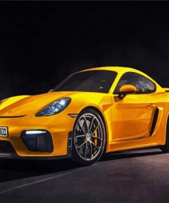 Yellow Porsche Cayman paint by numbers