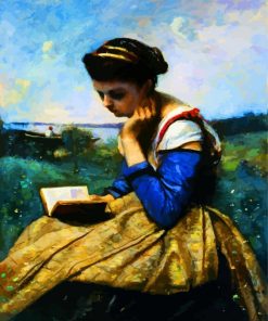 A Woman Reading By Corot paint by number