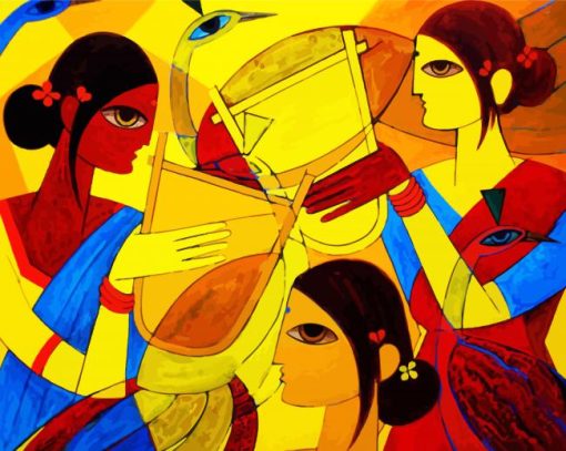 Abstract Tribal Women paint by numbers