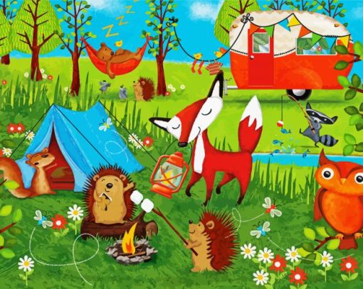 Animals In Camp paint by number