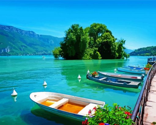 Annecy Lake Boats paint by number