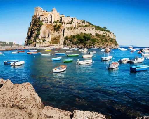 Aragonese Castle Ischia Italy paint by numbers