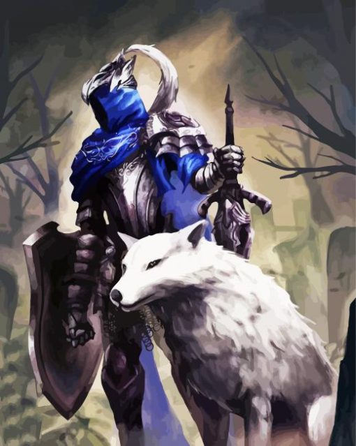 Arthas Menethil And The White Wolf paint by numbers